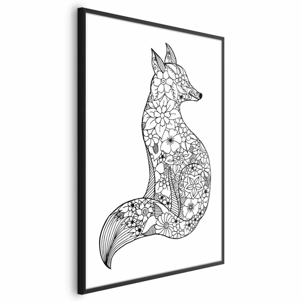 Plakat Lis w kwiaty 29,7x42 cm z ramą czarną bez marginesu | MIRAT.