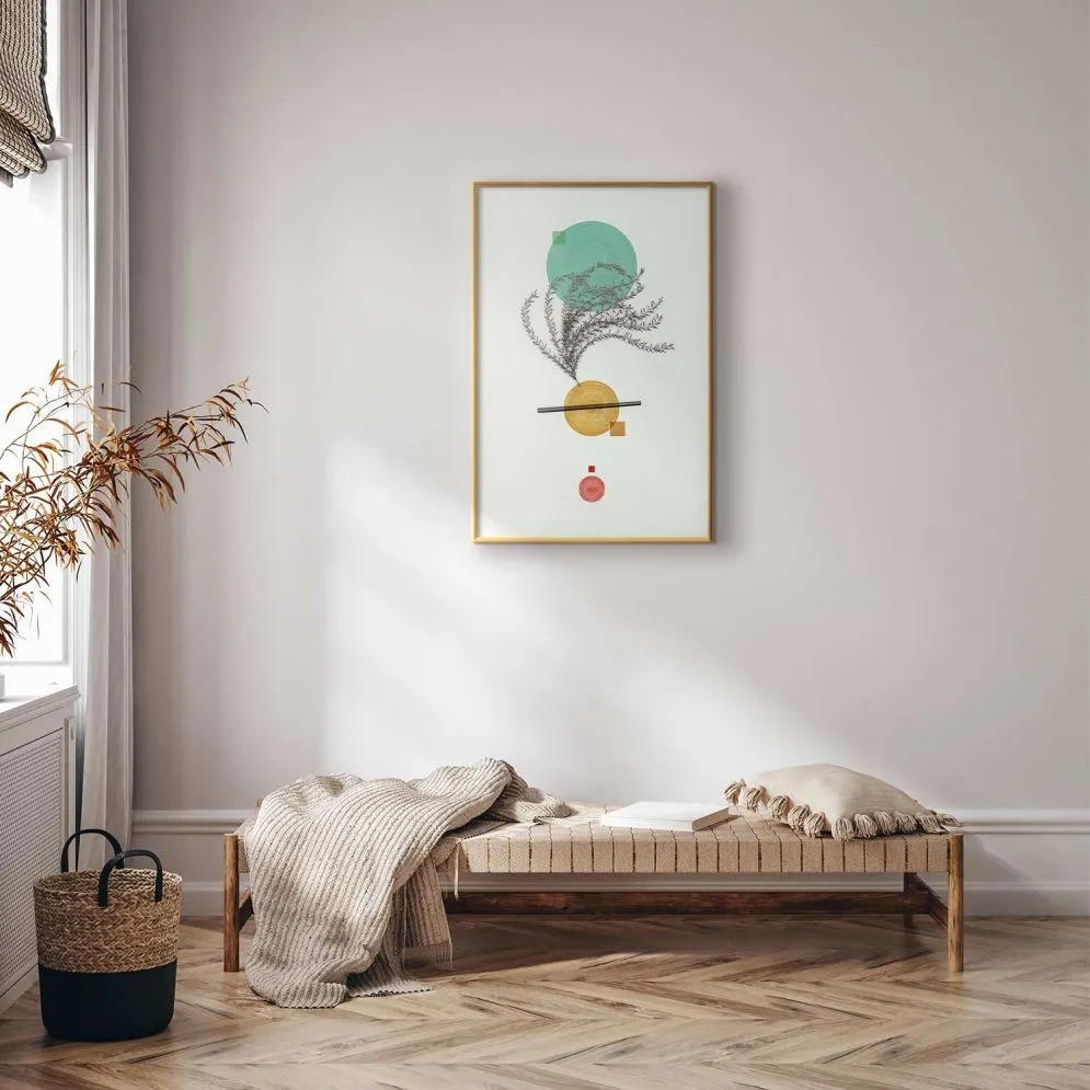 Plakat Roślinna kompozycja 40x60 cm z ramą złotą bez marginesu | MIRAT.