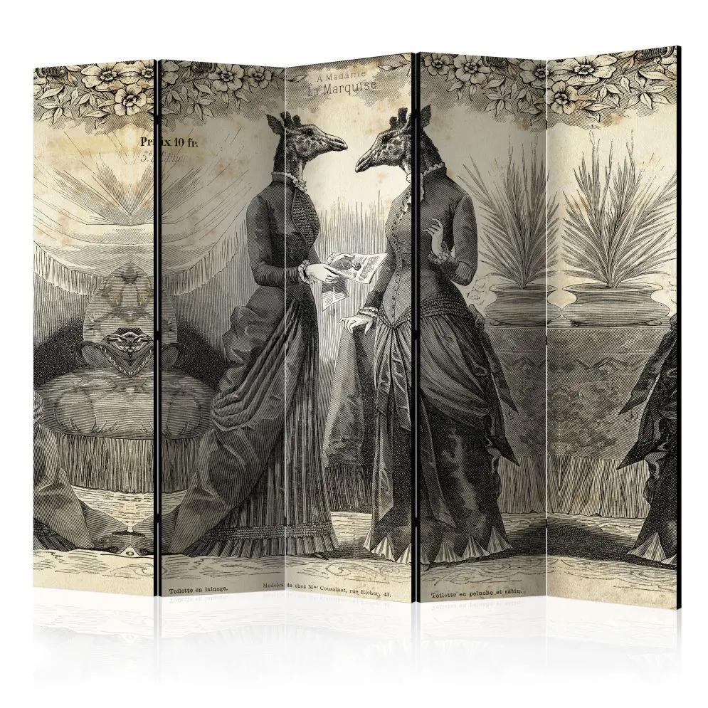 Parawan jednostronny Ludzie 225x172 cm 5-częściowy beżowy | MIRAT.