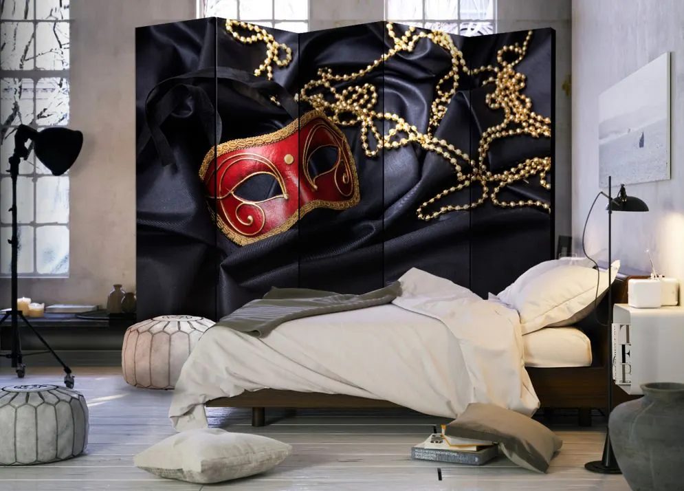 Parawan dwustronny Abstrakcje 225x172 cm 5-częściowy czarny | MIRAT.