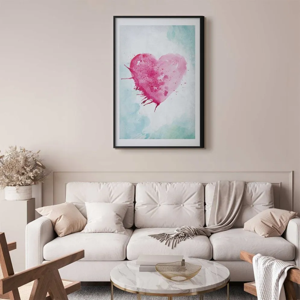 Plakat akwarelowe serce 40 x 60 cm z ramą czarną | MIRAT. kolekcja n-B-0031-ao-a