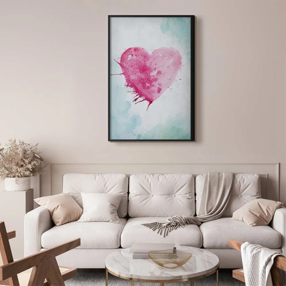 Plakat akwarelowe serce 60 x 90 cm z ramą czarną | MIRAT.  kolekcja n-B-0031-ao-a