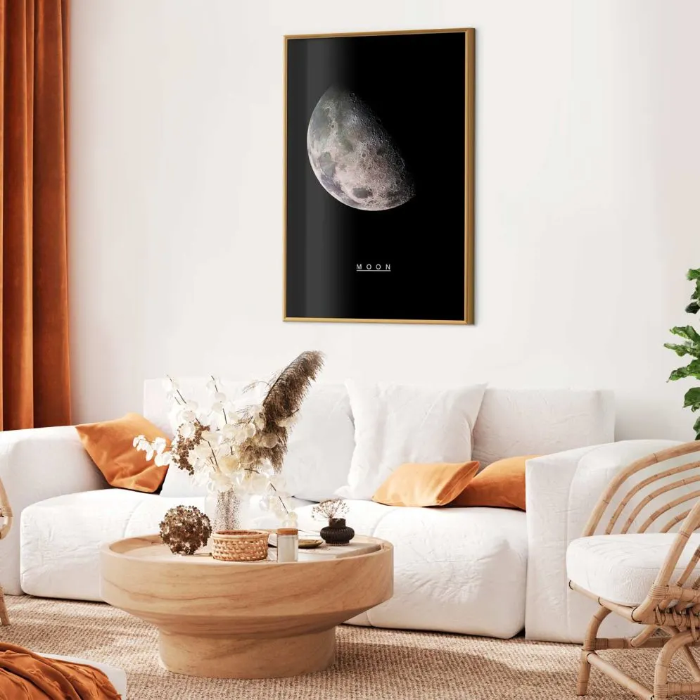 Plakat Księżyc 60x90 cm z ramą złotą bez marginesu | MIRAT.