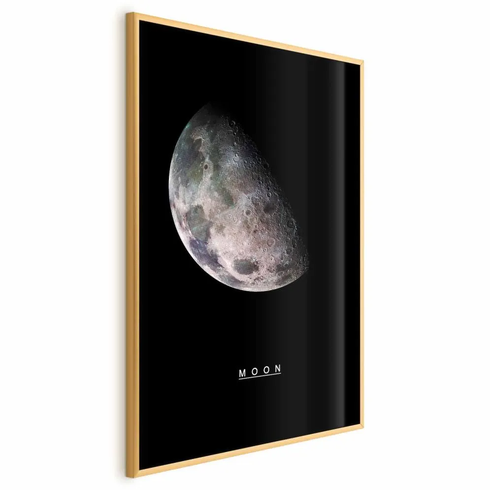 Plakat Księżyc 60x90 cm z ramą złotą bez marginesu | MIRAT.