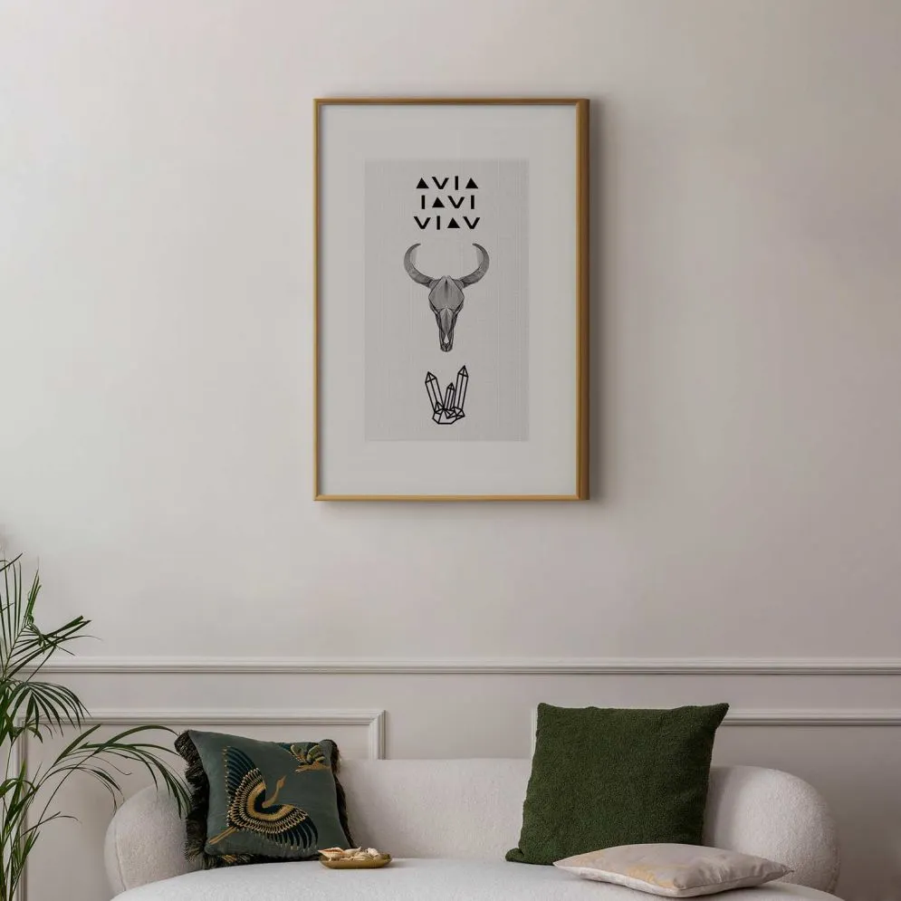 Plakat Zwierzęca czaszka 40x60 cm z ramą złotą z marginesem | MIRAT.