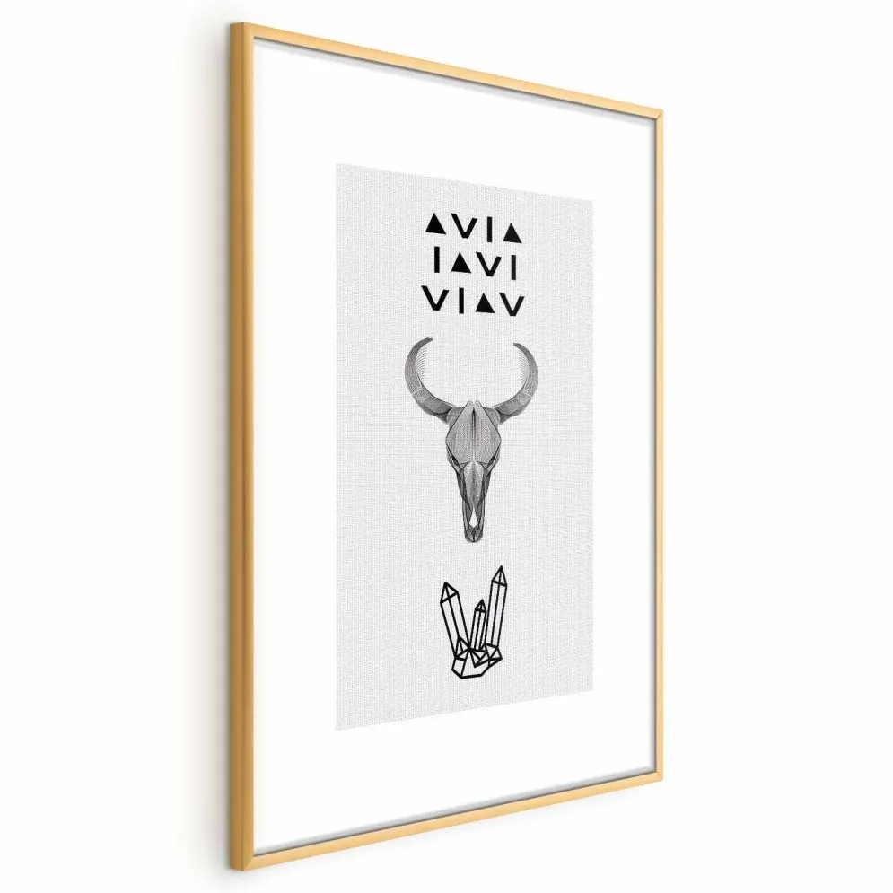 Plakat Zwierzęca czaszka 40x60 cm z ramą złotą z marginesem | MIRAT.