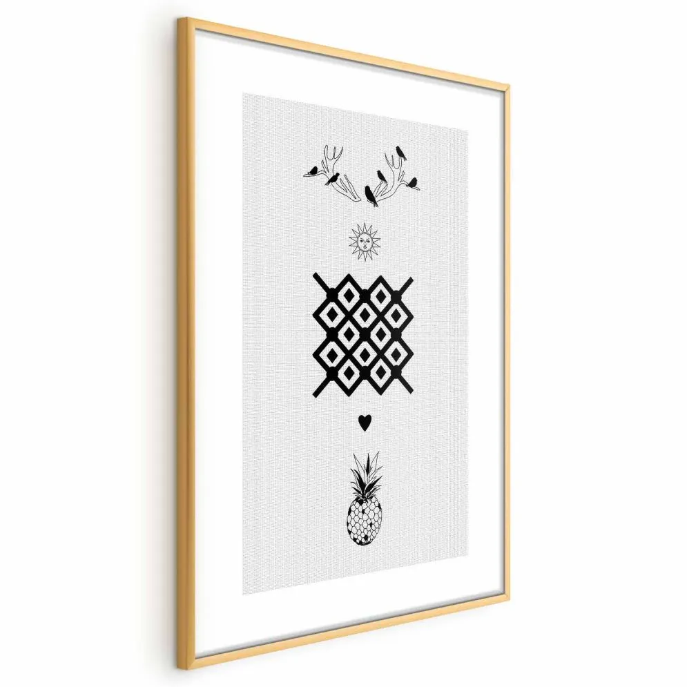 Plakat Szczęście 60x90 cm z ramą złotą bez marginesu | MIRAT.