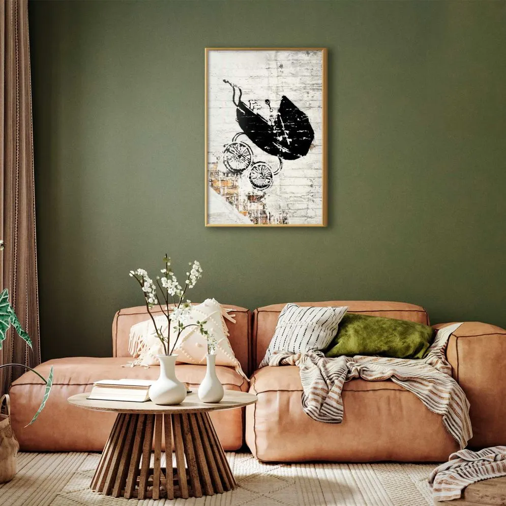 Plakat Pędzący wózek 29,7x42 cm z ramą złotą bez marginesu | MIRAT.