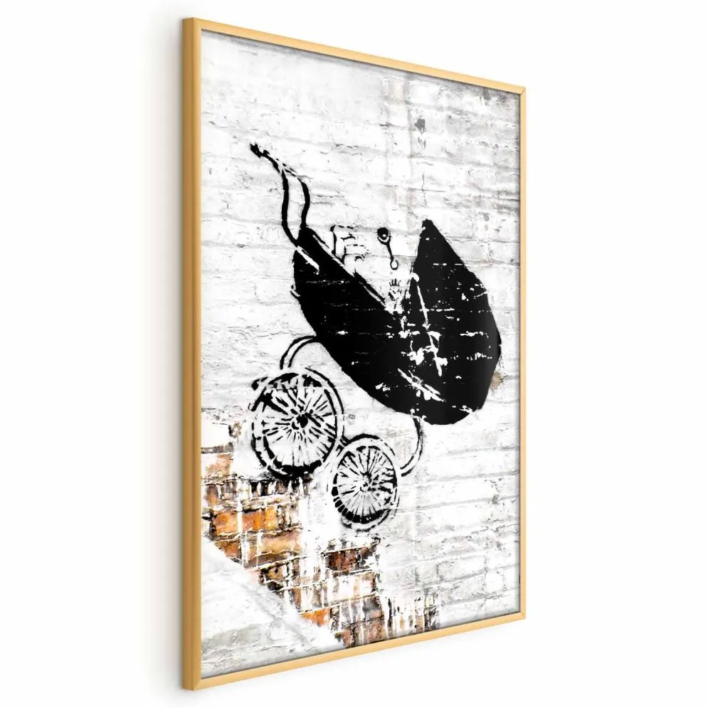 Plakat Pędzący wózek 29,7x42 cm z ramą złotą bez marginesu | MIRAT.
