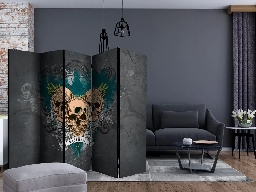 Parawan akustyczny Abstrakcje 225x172 cm 5-częściowy czarny | MIRAT.