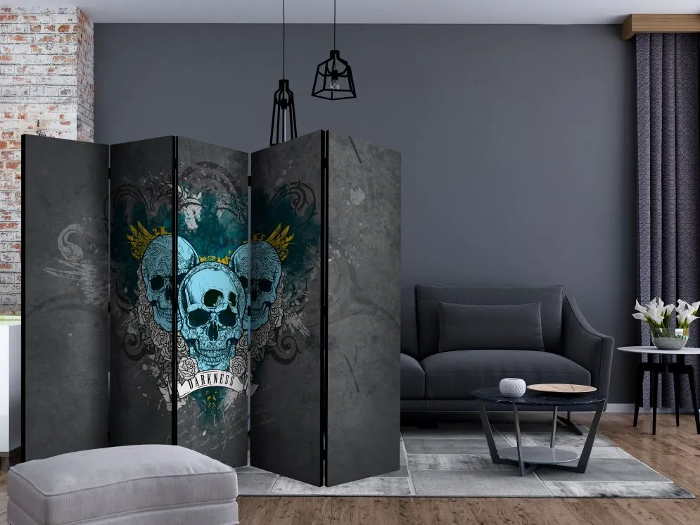 Parawan jednostronny Abstrakcje 225x172 cm 5-częściowy szary | MIRAT.