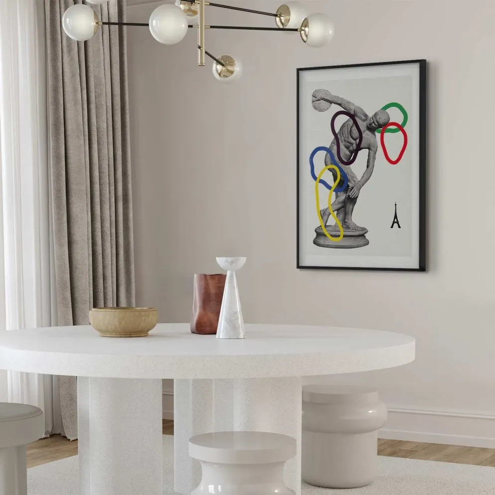 Plakat Rzut dyskiem 40x60 cm z ramą czarną z marginesem | MIRAT.