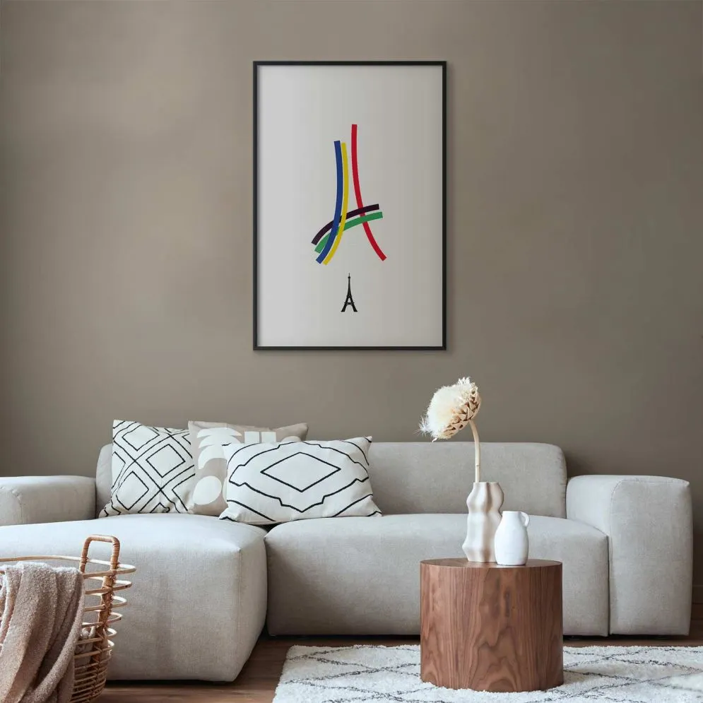 Plakat Abstrakcyjna Wieża Eiffla 21x30 cm z ramą czarną bez marginesu | MIRAT.
