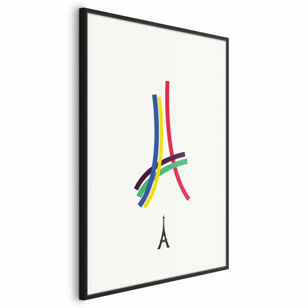 Plakat Abstrakcyjna Wieża Eiffla 21x30 cm z ramą czarną bez marginesu | MIRAT.