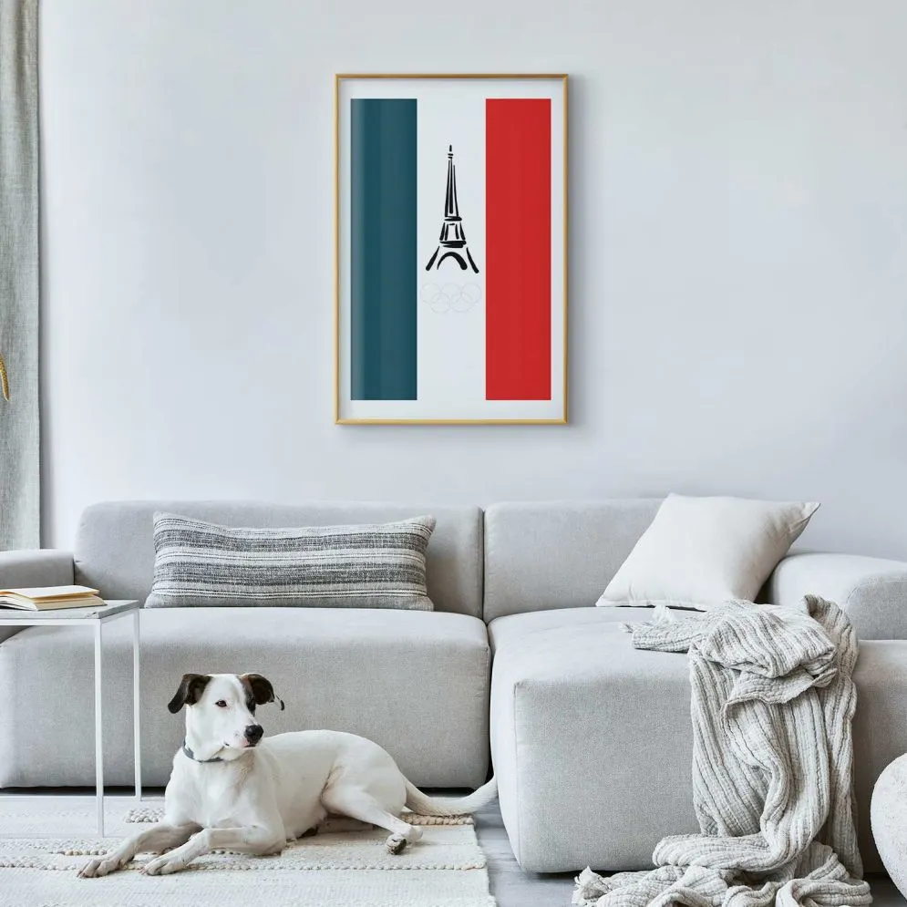 Plakat Symbole Francji 60x90 cm z ramą złotą z marginesem | MIRAT.