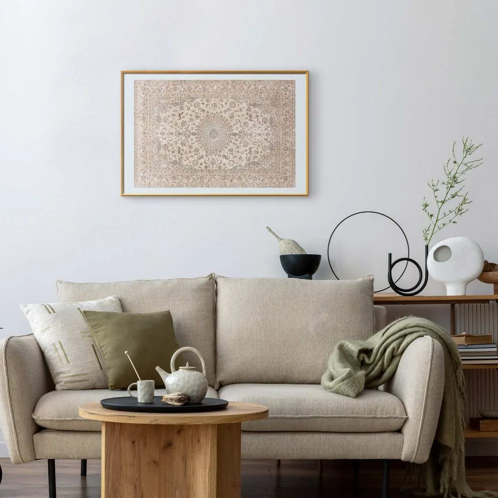 Plakat Piaskowy dywan 60x40 cm z ramą złotą z marginesem | MIRAT.