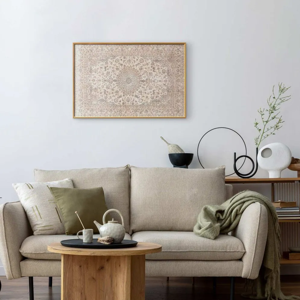Plakat Piaskowy dywan 90x60 cm z ramą złotą bez marginesu | MIRAT.