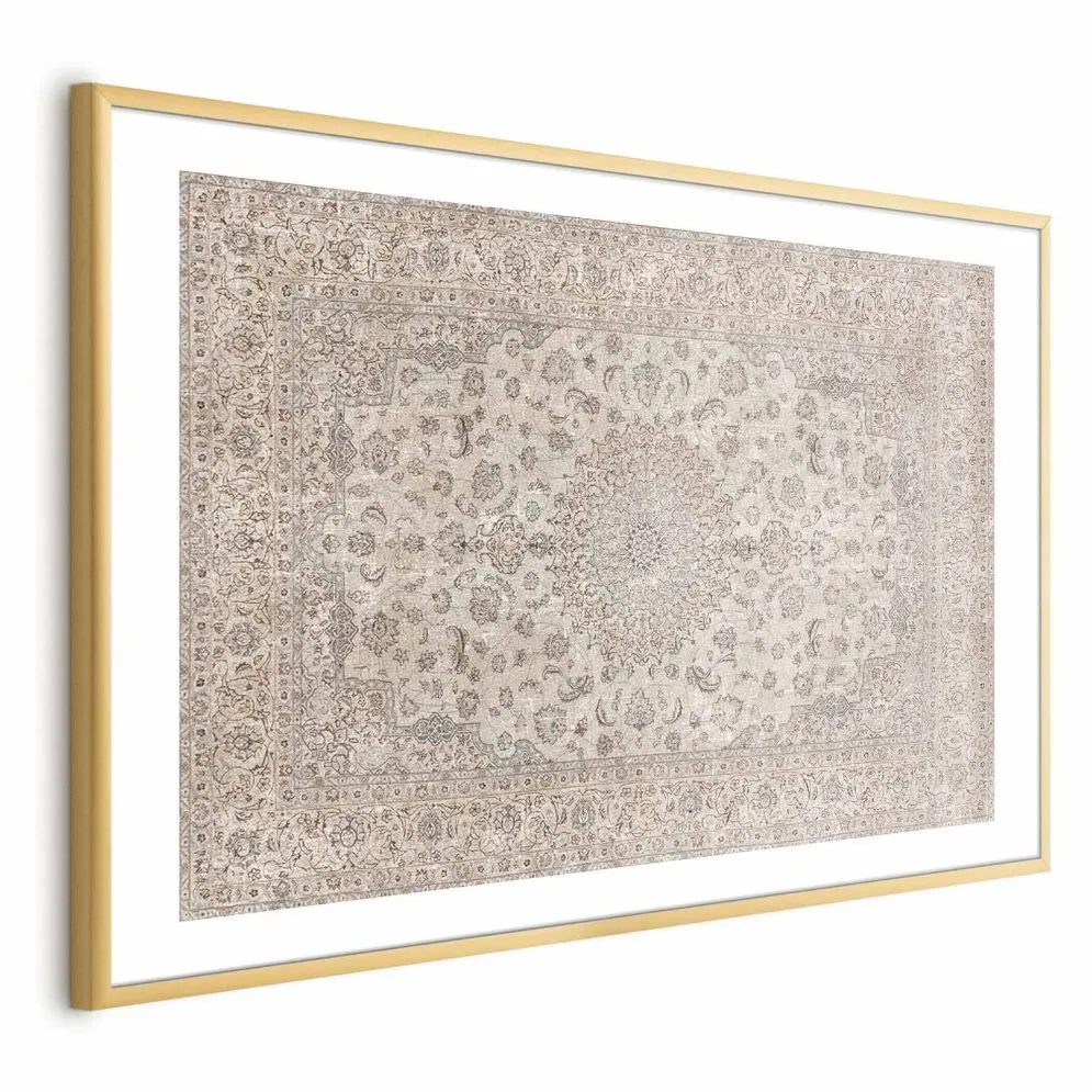 Plakat Piaskowy dywan 60x40 cm z ramą złotą z marginesem | MIRAT.