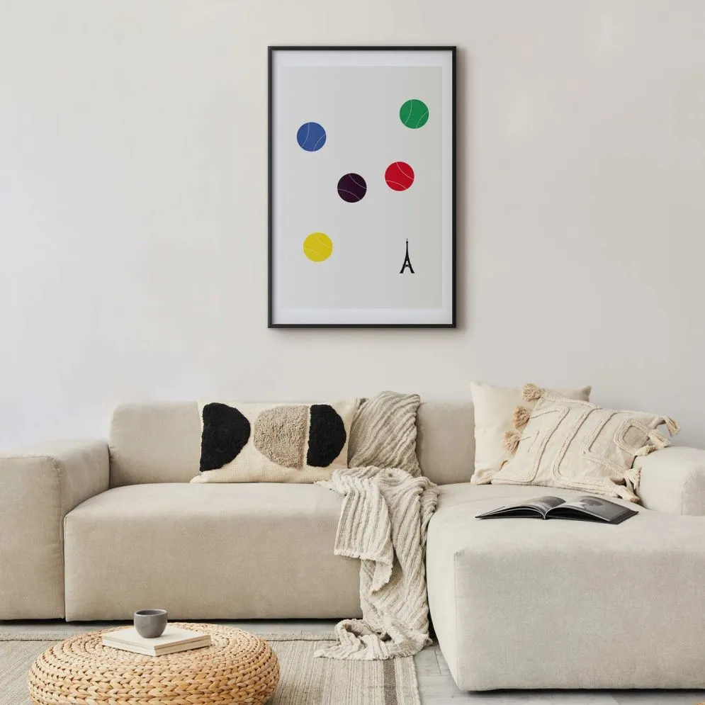 Plakat Wieża Eiffla i tenis 60x90 cm z ramą czarną z marginesem | MIRAT.