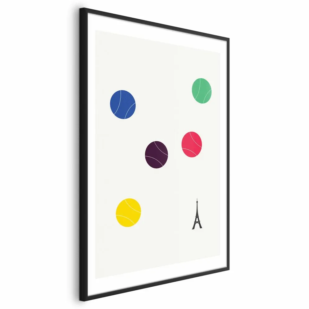 Plakat Wieża Eiffla i tenis 60x90 cm z ramą czarną z marginesem | MIRAT.