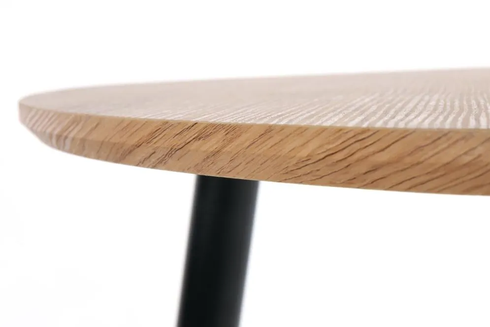 Zestaw 2 stolików kawowych NICEA 2 dąb/czarny na metalowych nogach | MIRAT. styl LOFT