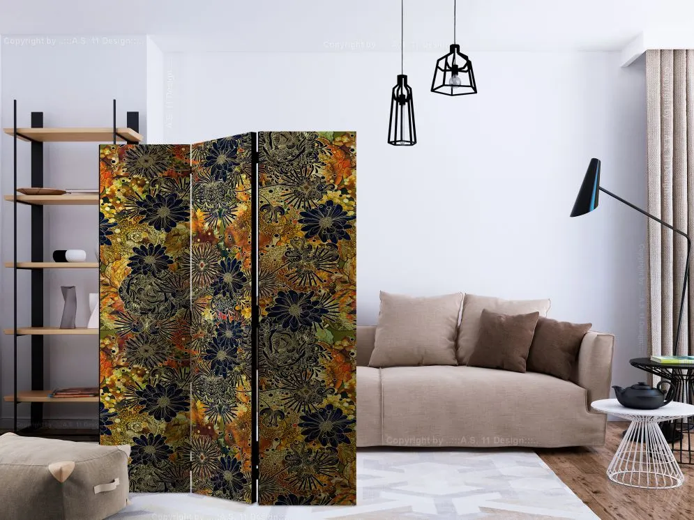 Parawan jednostronny Tła i desenie 135x172 cm 3-częściowy zielony | MIRAT.