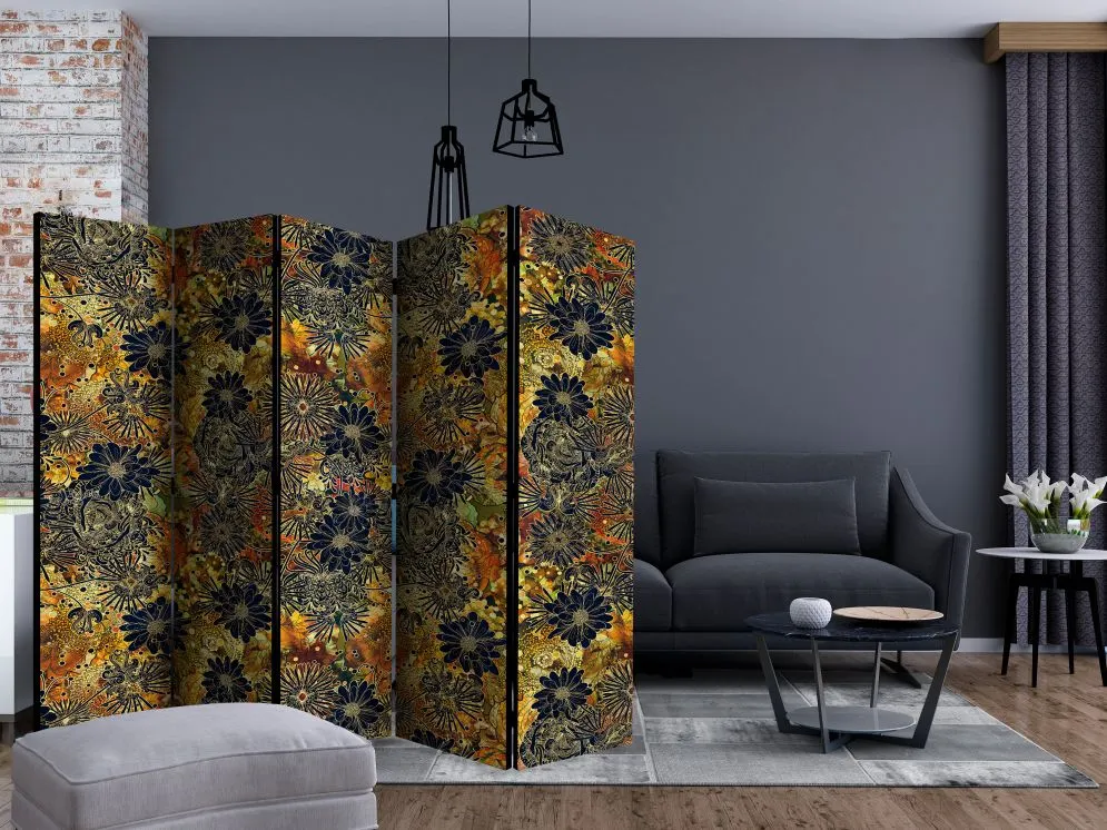 Parawan dwustronny Tła i desenie 225x172 cm 5-częściowy zielony | MIRAT.