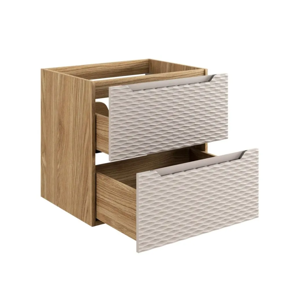 Szafka pod umywalkę OCEAN BEIGE 82-60-2S 60cm dąb olejowany/beżowa z frontami 3D I sklep meblowy MIRAT. styl GLAMOUR