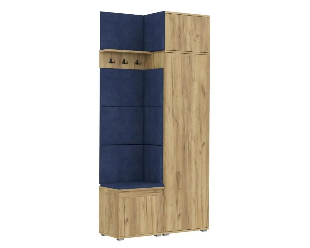 Garderoba z siedziskiem SINGAPUR 104 dąb craft/granatowy I sklep meblowy MIRAT. styl LOFT, SKANDYNAWSKI