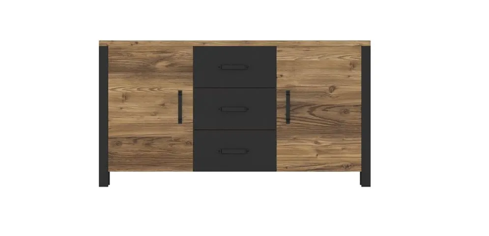 Komoda OLIN 2D3S appenzeller/czarna I sklep meblowy MIRAT. styl LOFT kolekcja OLIN