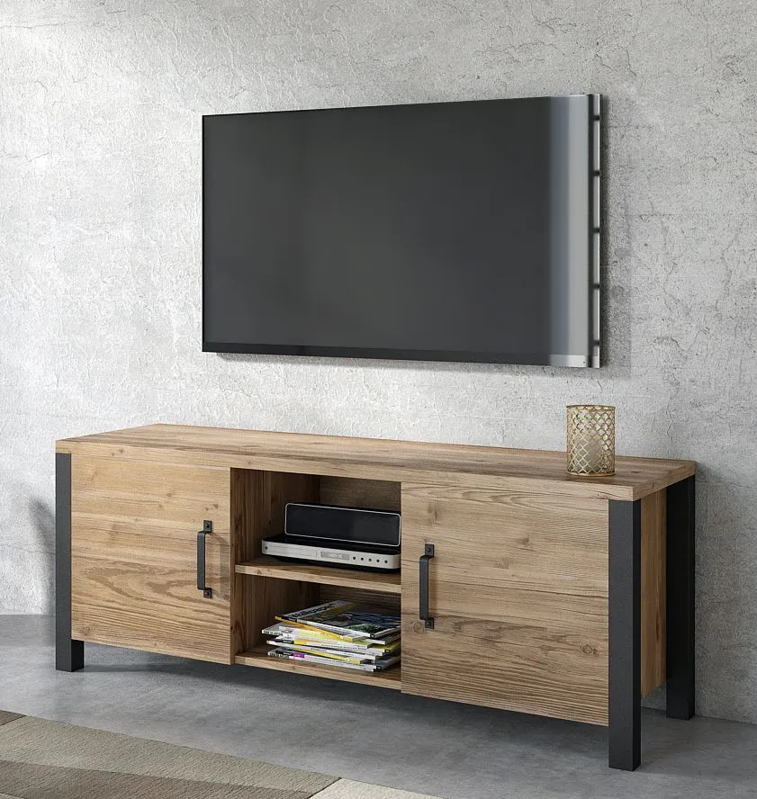 Szafka RTV OLIN 2D 147 do salonu I sklep meblowy MIRAT. styl LOFT kolekcja OLIN