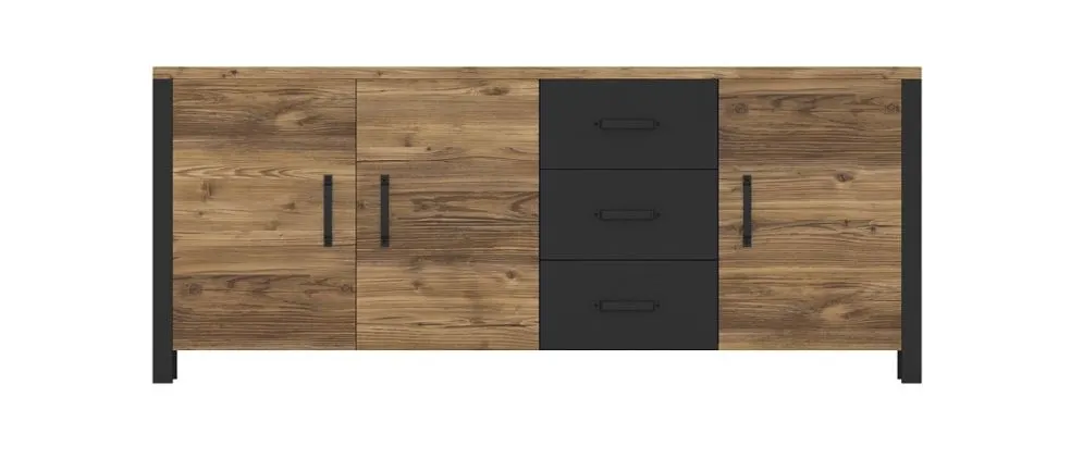 Komoda OLIN 3D3S appenzeller/czarna I sklep meblowy MIRAT. styl LOFT kolekcja OLIN
