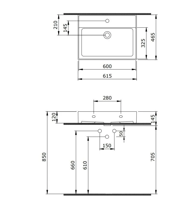 Umywalka meblowa ceramiczna OPTIMA 60 cm biała wpuszczana | MIRAT
