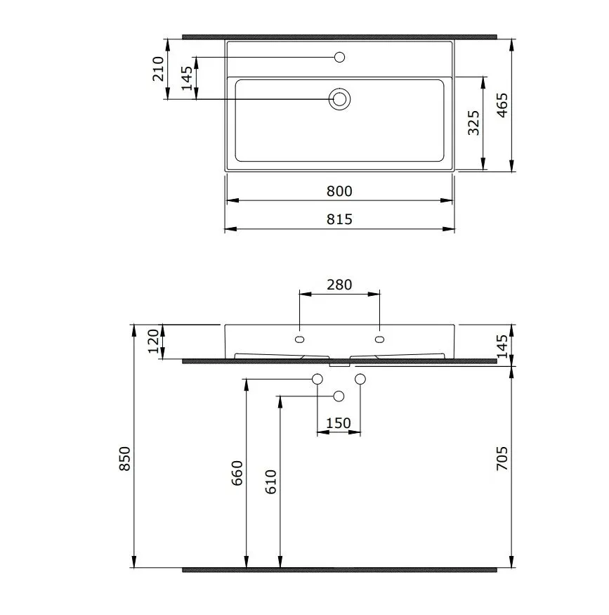 Umywalka wpuszczana OPTIMA 80 cm biała ceramiczna | MIRAT