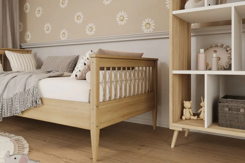 Duże drewniane łóżko młodzieżowe Mija 200x90 naturalne | MIRAT