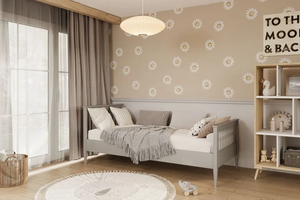Szare łóżko dla dziecka z drewna sosnowego Mija 160x80 | MIRAT