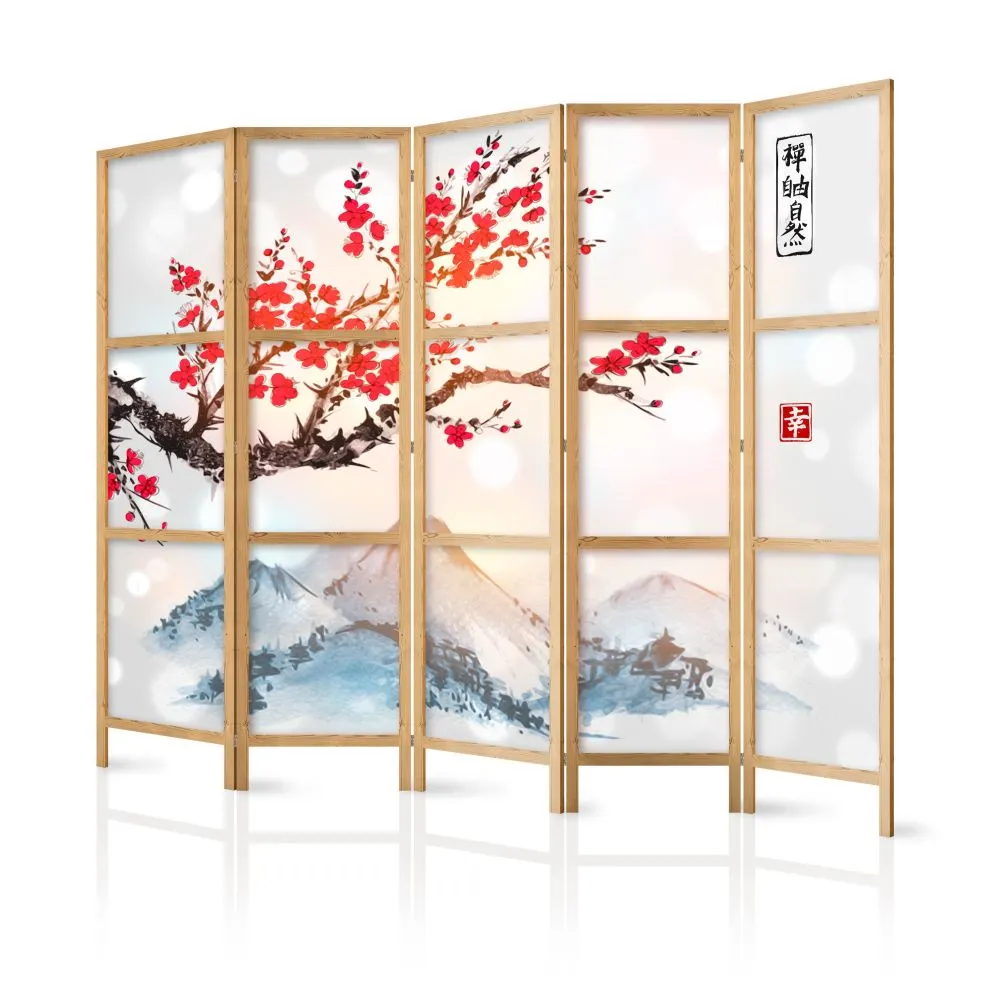 Parawan japoński Orient 225x172 cm 5-częściowy biały | MIRAT.