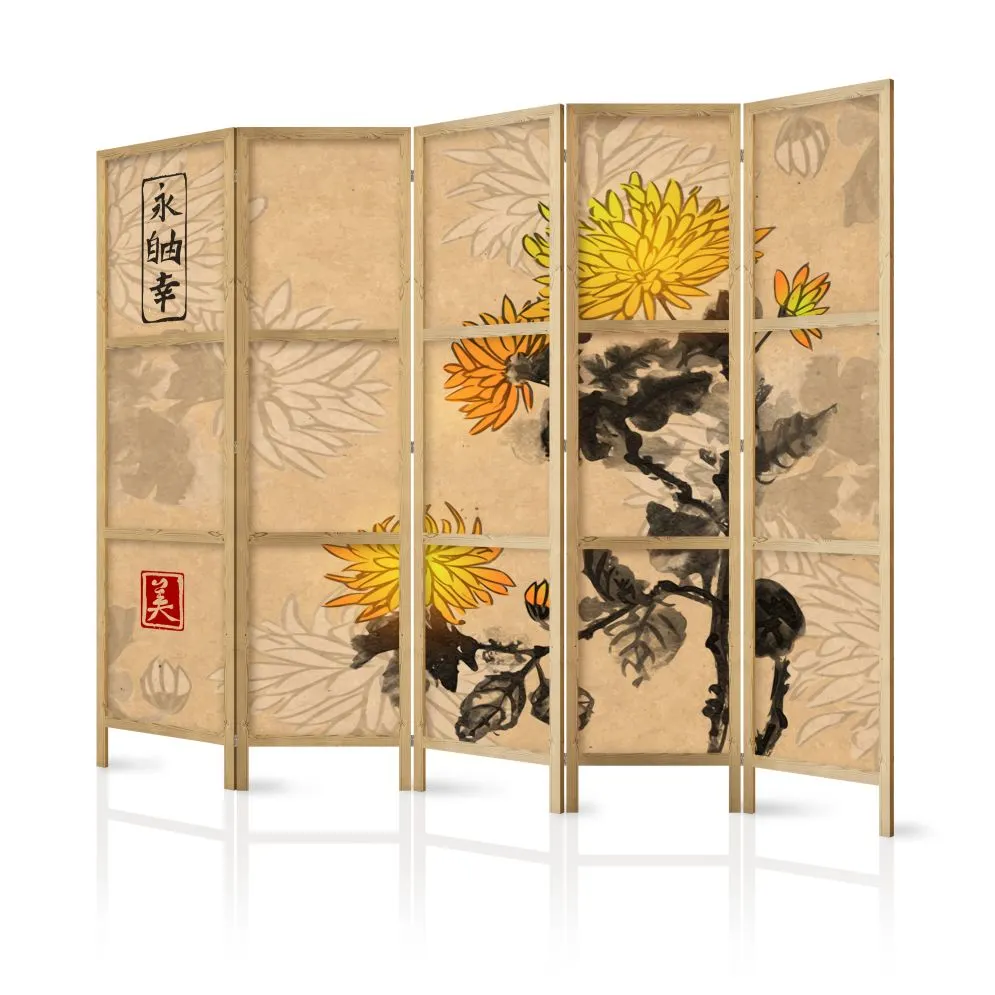 Parawan japoński Orient 225x172 cm 5-częściowy wielokolorowy | MIRAT.