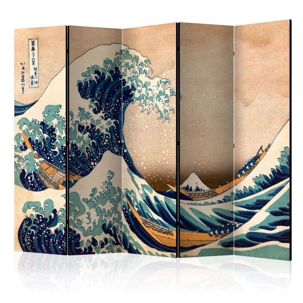 Parawan dwustronny Orient 225x172 cm 5-częściowy beżowy | MIRAT.