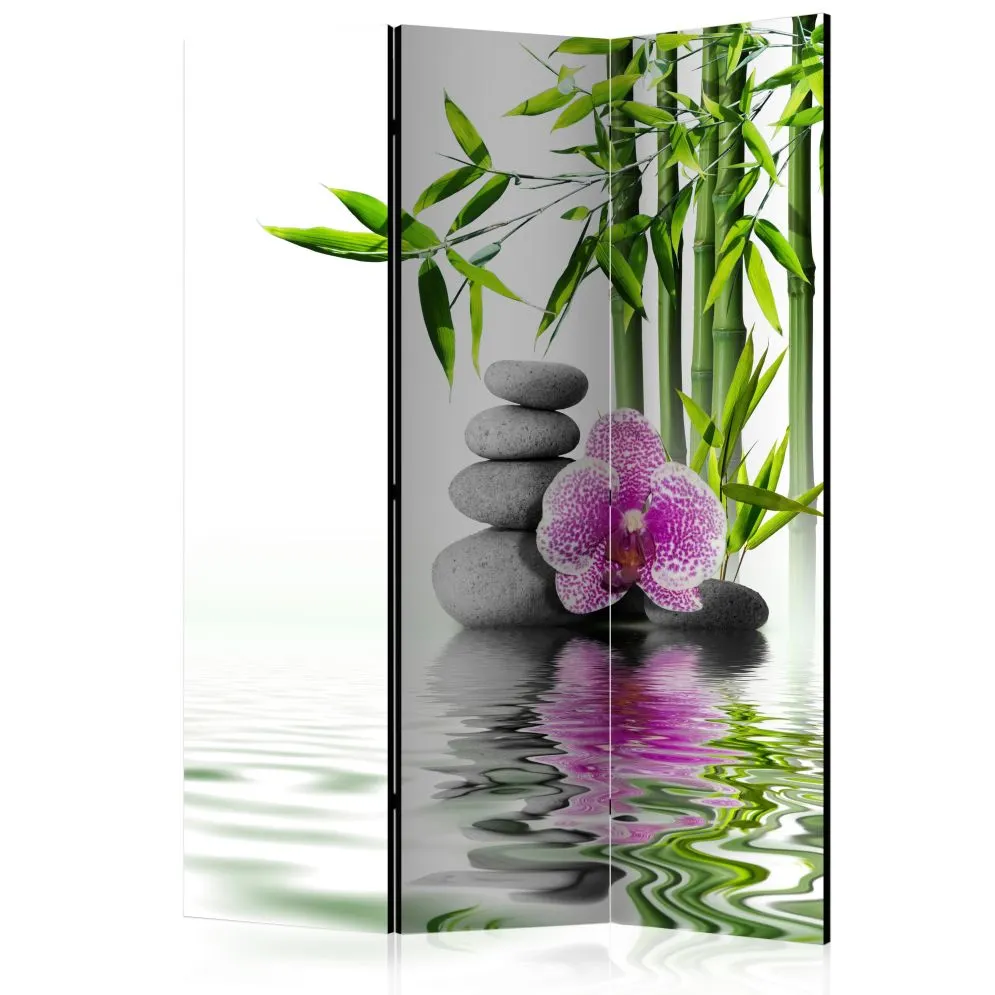 Parawan dwustronny Orient 135x172 cm 3-częściowy szary | MIRAT.
