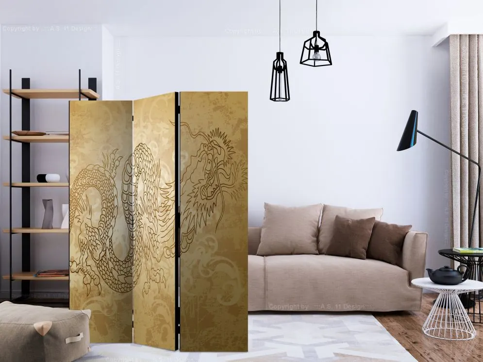 Parawan dwustronny Orient 135x172 cm 3-częściowy beżowy | MIRAT.
