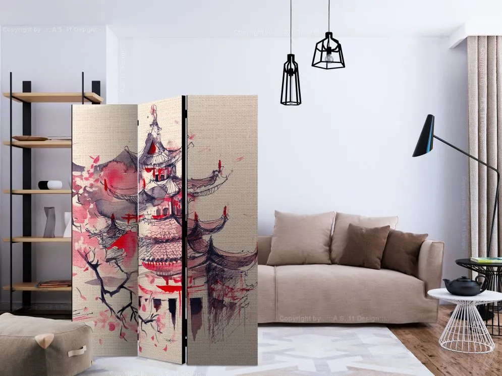 Parawan akustyczny Orient 135x172 cm 3-częściowy beżowy | MIRAT.