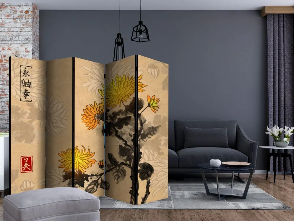 Parawan jednostronny Orient 225x172 cm 5-częściowy wielokolorowy | MIRAT.