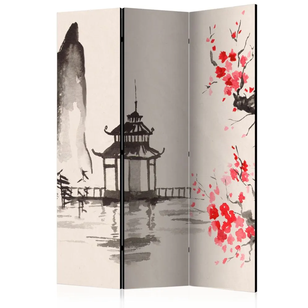 Parawan akustyczny Orient 135x172 cm 3-częściowy beżowy | MIRAT.