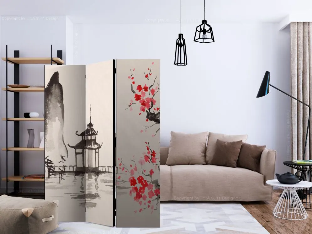 Parawan akustyczny Orient 135x172 cm 3-częściowy beżowy | MIRAT.
