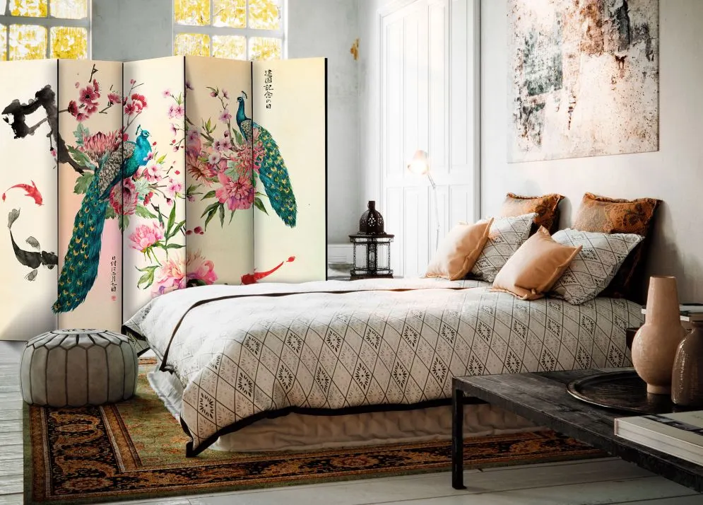 Parawan dwustronny Orient 225x172 cm 5-częściowy wielokolorowy | MIRAT.