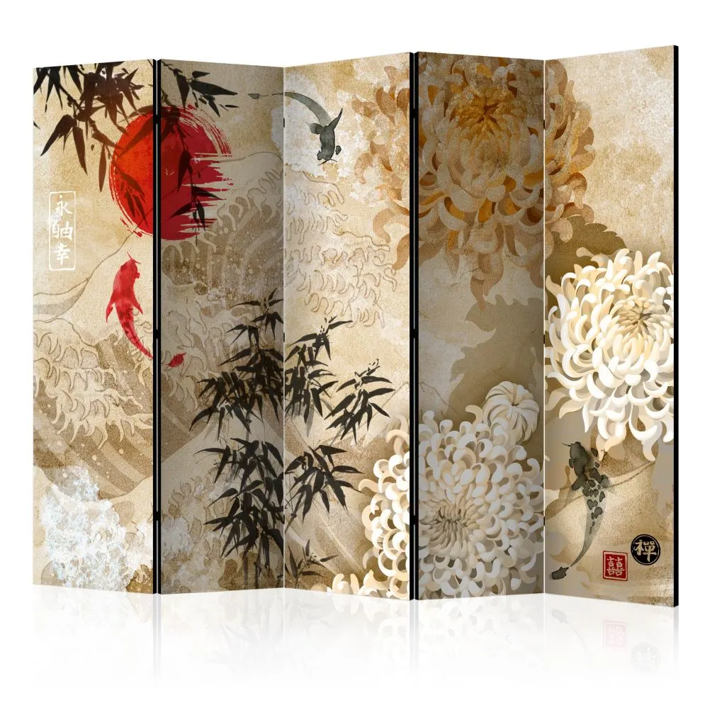 Parawan dwustronny Orient 225x172 cm 5-częściowy wielokolorowy | MIRAT.