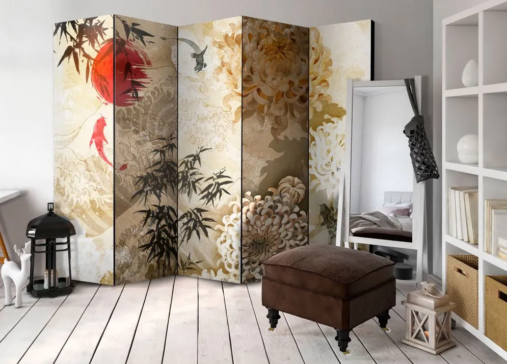 Parawan dwustronny Orient 225x172 cm 5-częściowy wielokolorowy | MIRAT.