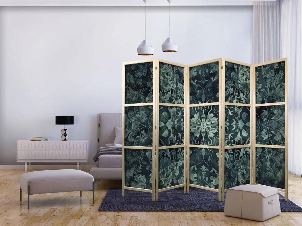 Parawan japoński Kwiaty 225x172 cm 5-częściowy zielony | MIRAT.