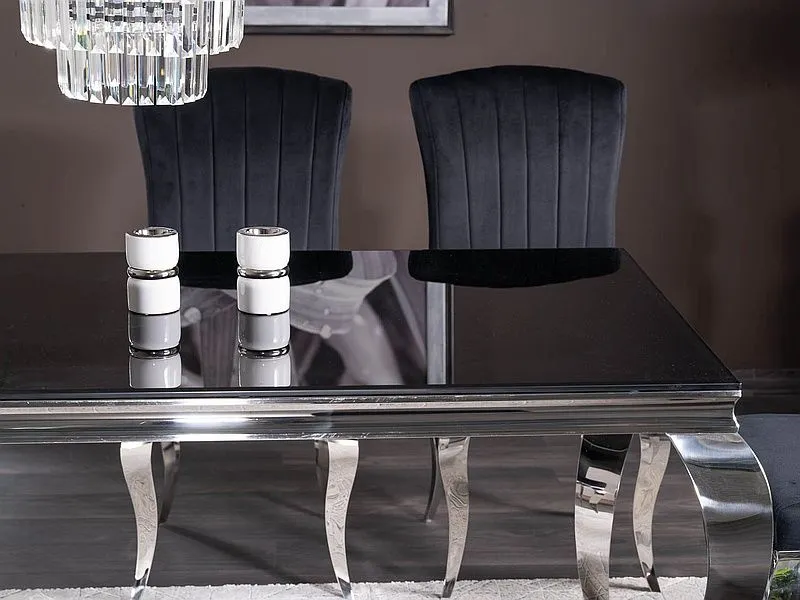 Krzesło tapicerowane PRINCE VELVET czarne/chrom do jadalni w stylu glamour | MIRAT. styl GLAMOUR